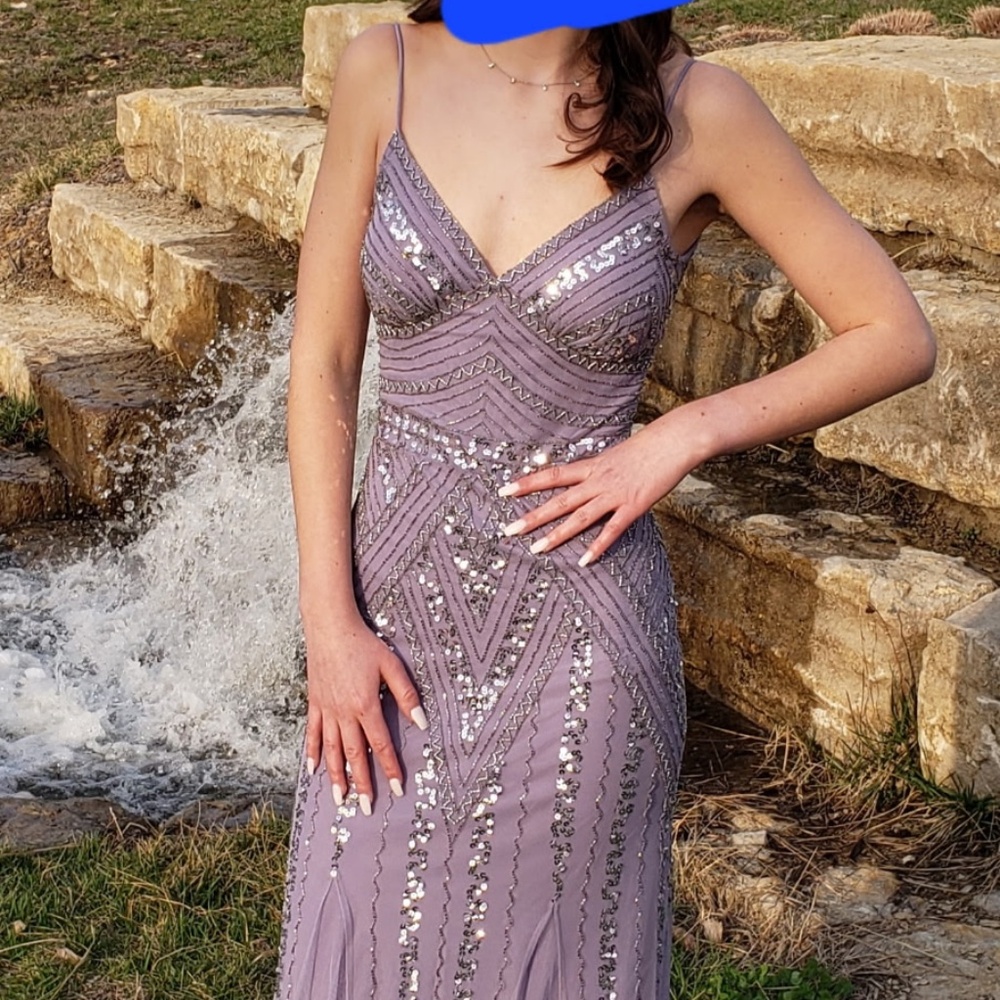 Sleeveless Beaded Lilac Long Maxi Dress